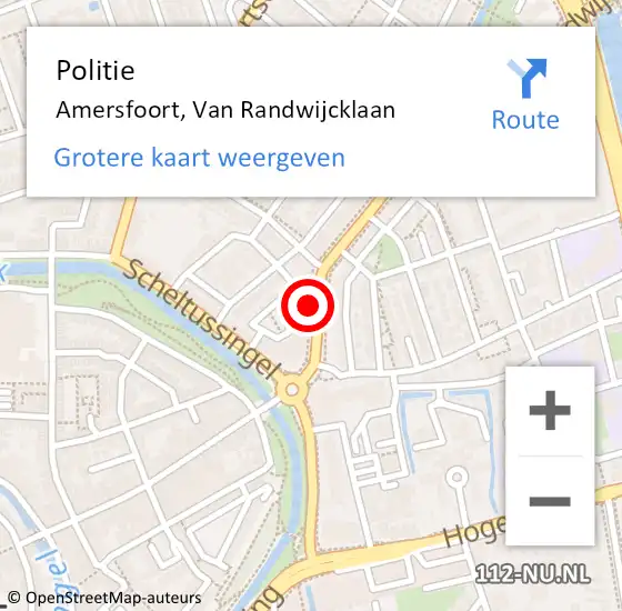 Locatie op kaart van de 112 melding: Politie Amersfoort, Van Randwijcklaan op 22 september 2018 09:51