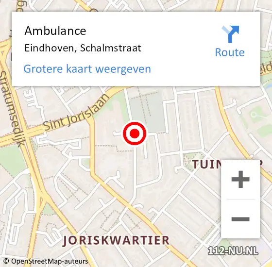 Locatie op kaart van de 112 melding: Ambulance Eindhoven, Schalmstraat op 22 september 2018 10:04
