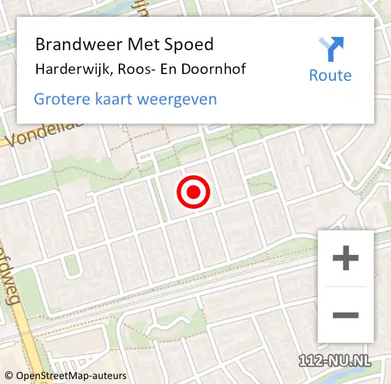 Locatie op kaart van de 112 melding: Brandweer Met Spoed Naar Harderwijk, Roos- En Doornhof op 22 september 2018 10:55