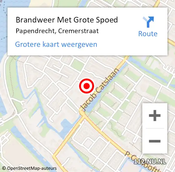 Locatie op kaart van de 112 melding: Brandweer Met Grote Spoed Naar Papendrecht, Cremerstraat op 22 september 2018 10:58