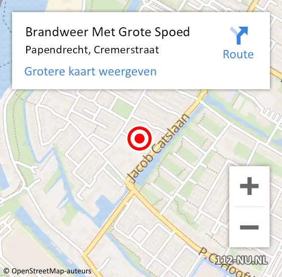 Locatie op kaart van de 112 melding: Brandweer Met Grote Spoed Naar Papendrecht, Cremerstraat op 22 september 2018 10:58