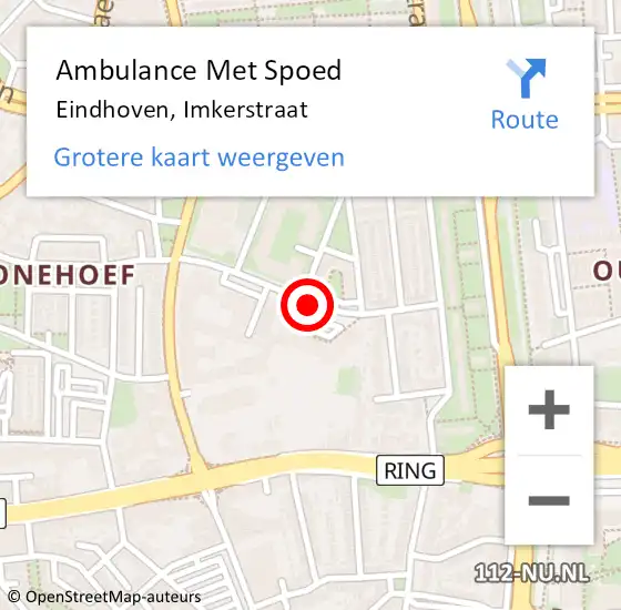 Locatie op kaart van de 112 melding: Ambulance Met Spoed Naar Eindhoven, Imkerstraat op 22 september 2018 11:08