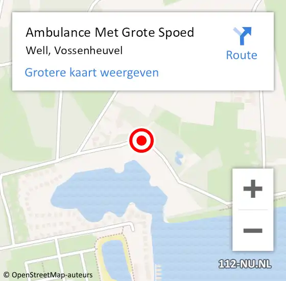 Locatie op kaart van de 112 melding: Ambulance Met Grote Spoed Naar Well, Vossenheuvel op 22 september 2018 11:27