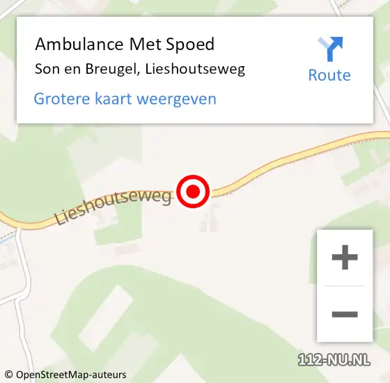 Locatie op kaart van de 112 melding: Ambulance Met Spoed Naar Breugel, Lieshoutseweg op 22 september 2018 11:36