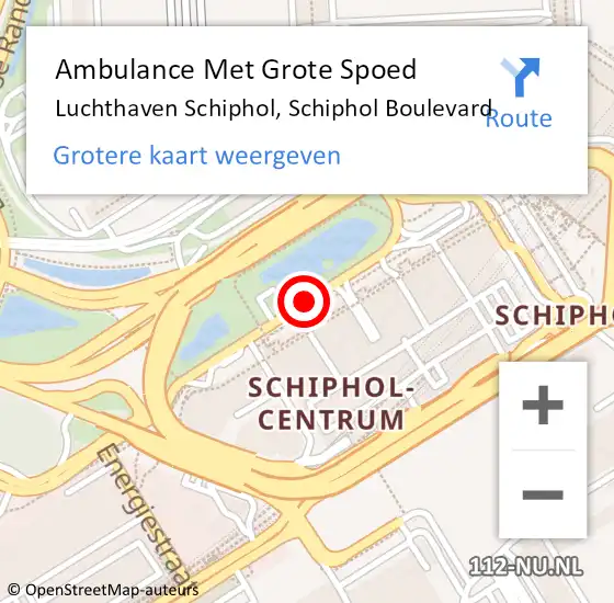 Locatie op kaart van de 112 melding: Ambulance Met Grote Spoed Naar Schiphol, Schiphol Boulevard op 22 september 2018 11:42