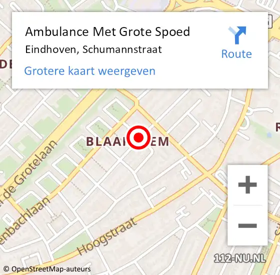 Locatie op kaart van de 112 melding: Ambulance Met Grote Spoed Naar Eindhoven, Schumannstraat op 22 september 2018 12:13
