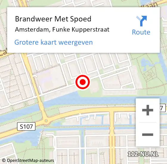 Locatie op kaart van de 112 melding: Brandweer Met Spoed Naar Amsterdam, Funke Kupperstraat op 22 september 2018 12:30