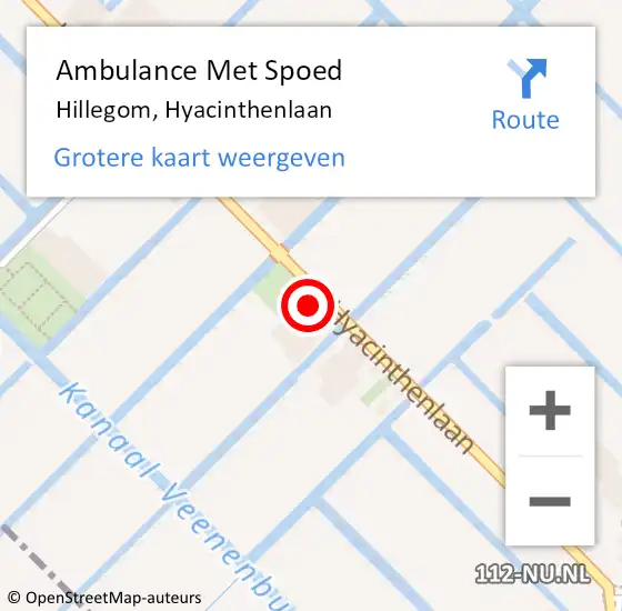 Locatie op kaart van de 112 melding: Ambulance Met Spoed Naar Hillegom, Hyacinthenlaan op 22 september 2018 12:39