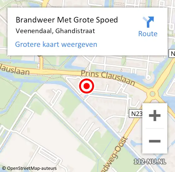 Locatie op kaart van de 112 melding: Brandweer Met Grote Spoed Naar Veenendaal, Ghandistraat op 22 september 2018 12:39