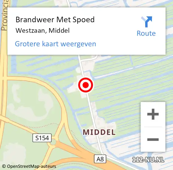Locatie op kaart van de 112 melding: Brandweer Met Spoed Naar Westzaan, Middel op 22 september 2018 15:53