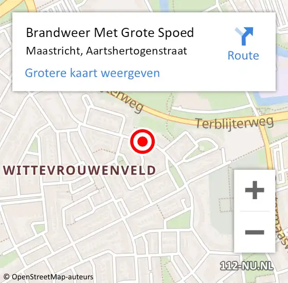 Locatie op kaart van de 112 melding: Brandweer Met Grote Spoed Naar Maastricht, Aartshertogenstraat op 22 september 2018 19:35