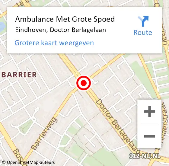 Locatie op kaart van de 112 melding: Ambulance Met Grote Spoed Naar Eindhoven, Doctor Berlagelaan op 22 september 2018 22:23