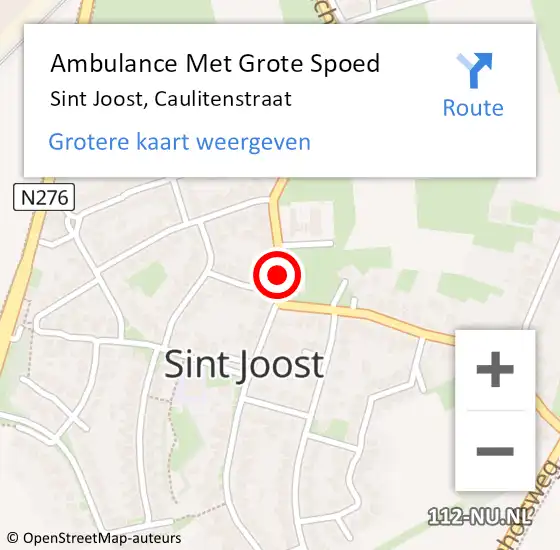 Locatie op kaart van de 112 melding: Ambulance Met Grote Spoed Naar Sint Joost, Caulitenstraat op 23 september 2018 02:02