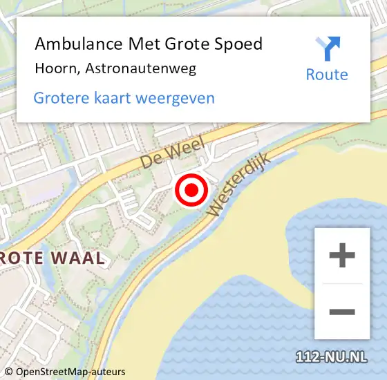 Locatie op kaart van de 112 melding: Ambulance Met Grote Spoed Naar Hoorn, Astronautenweg op 23 september 2018 03:30