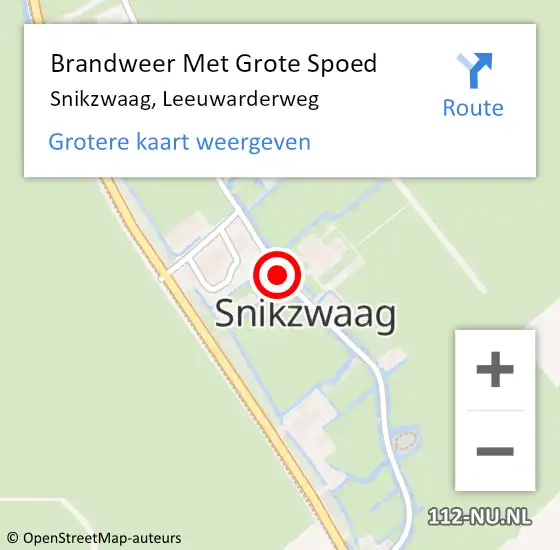 Locatie op kaart van de 112 melding: Brandweer Met Grote Spoed Naar Snikzwaag, Leeuwarderweg op 23 september 2018 06:10
