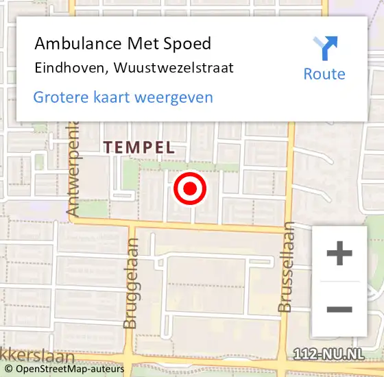 Locatie op kaart van de 112 melding: Ambulance Met Spoed Naar Eindhoven, Wuustwezelstraat op 23 september 2018 08:37