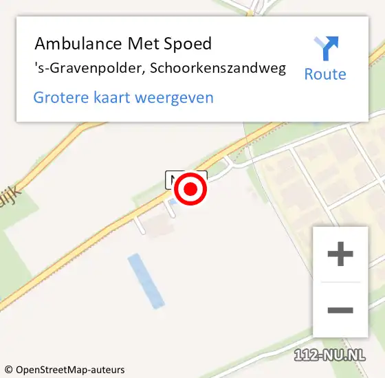 Locatie op kaart van de 112 melding: Ambulance Met Spoed Naar 's-Gravenpolder, Schoorkenszandweg op 23 september 2018 10:01