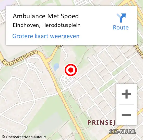 Locatie op kaart van de 112 melding: Ambulance Met Spoed Naar Eindhoven, Herodotusplein op 23 september 2018 10:38