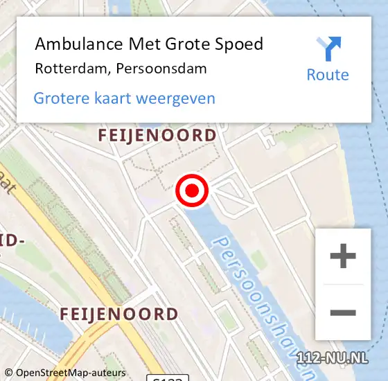 Locatie op kaart van de 112 melding: Ambulance Met Grote Spoed Naar Rotterdam, Persoonsdam op 23 september 2018 11:33