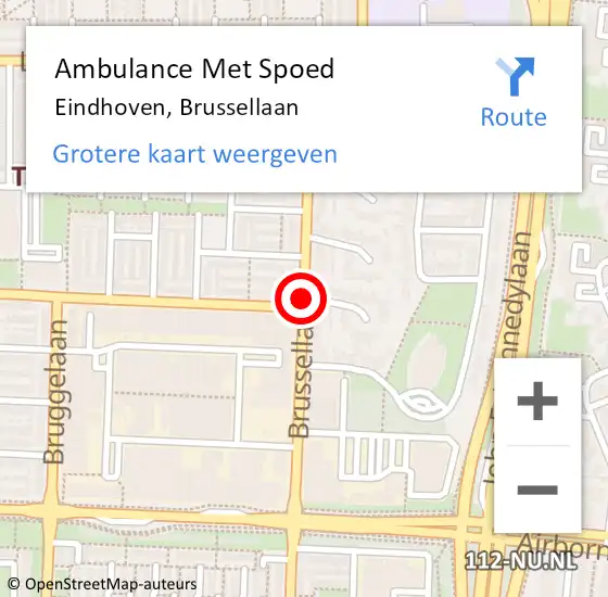 Locatie op kaart van de 112 melding: Ambulance Met Spoed Naar Eindhoven, Brussellaan op 23 september 2018 14:09