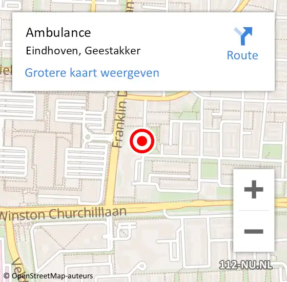 Locatie op kaart van de 112 melding: Ambulance Eindhoven, Geestakker op 23 september 2018 17:19