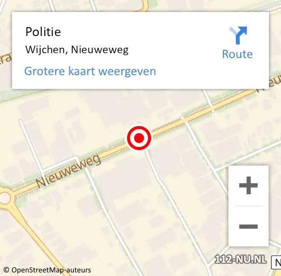 Locatie op kaart van de 112 melding: Politie Wijchen, Nieuweweg op 23 september 2018 18:56