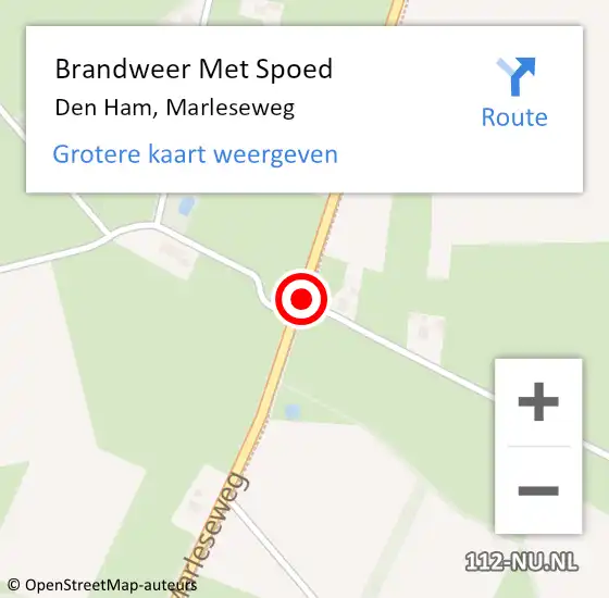 Locatie op kaart van de 112 melding: Brandweer Met Spoed Naar Den Ham, Marleseweg op 23 september 2018 19:05