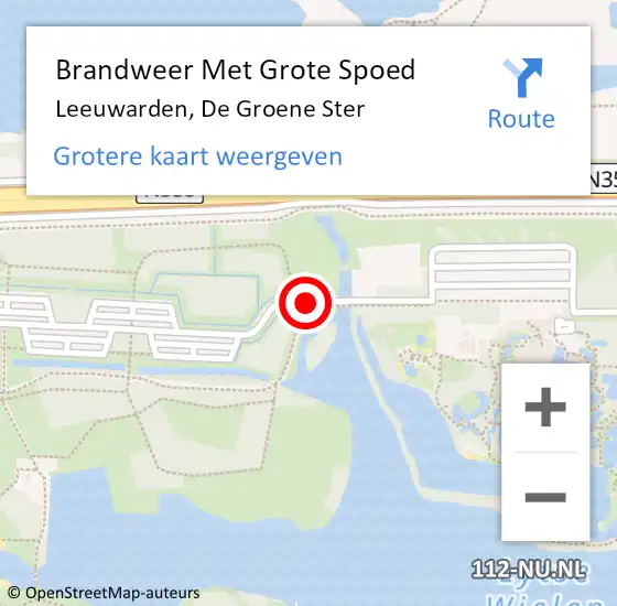 Locatie op kaart van de 112 melding: Brandweer Met Grote Spoed Naar Leeuwarden, De Groene Ster op 23 september 2018 19:42