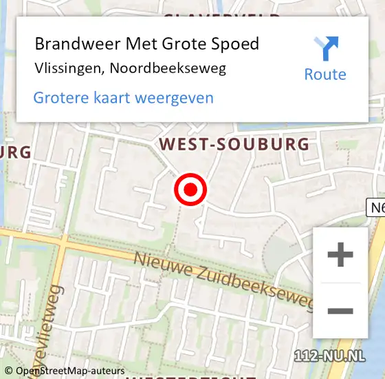 Locatie op kaart van de 112 melding: Brandweer Met Grote Spoed Naar Vlissingen, Noordbeekseweg op 23 september 2018 20:14