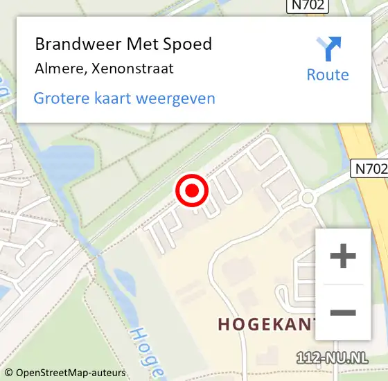 Locatie op kaart van de 112 melding: Brandweer Met Spoed Naar Almere, Xenonstraat op 23 september 2018 22:38