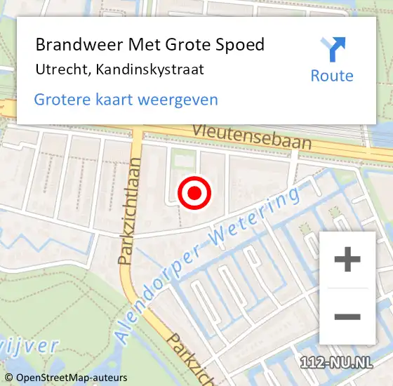 Locatie op kaart van de 112 melding: Brandweer Met Grote Spoed Naar Utrecht, Kandinskystraat op 23 september 2018 23:43