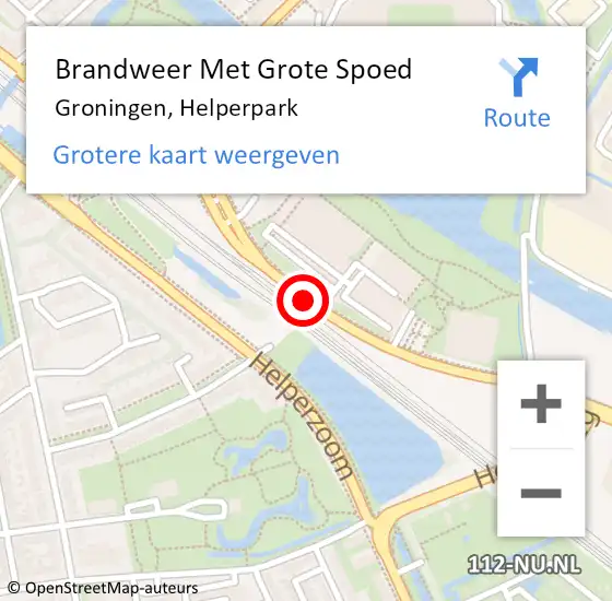 Locatie op kaart van de 112 melding: Brandweer Met Grote Spoed Naar Groningen, Helperpark op 24 september 2018 07:53