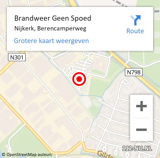 Locatie op kaart van de 112 melding: Brandweer Geen Spoed Naar Nijkerk, Berencamperweg op 24 september 2018 07:58