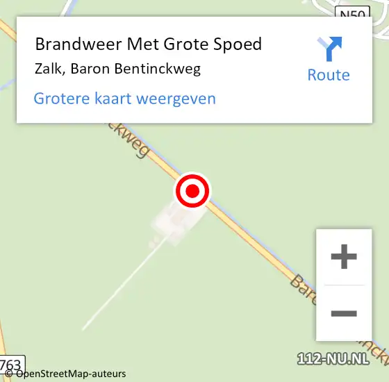 Locatie op kaart van de 112 melding: Brandweer Met Grote Spoed Naar Zalk, Baron Bentinckweg op 24 september 2018 09:01