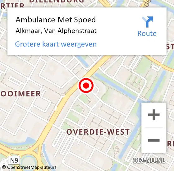 Locatie op kaart van de 112 melding: Ambulance Met Spoed Naar Alkmaar, Van Alphenstraat op 24 september 2018 10:21