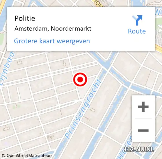Locatie op kaart van de 112 melding: Politie Amsterdam, Noordermarkt op 24 september 2018 12:23