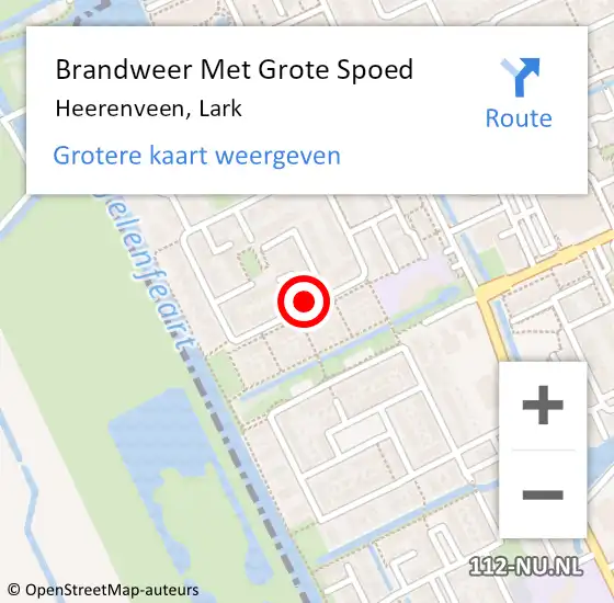 Locatie op kaart van de 112 melding: Brandweer Met Grote Spoed Naar Heerenveen, Lark op 24 september 2018 12:39
