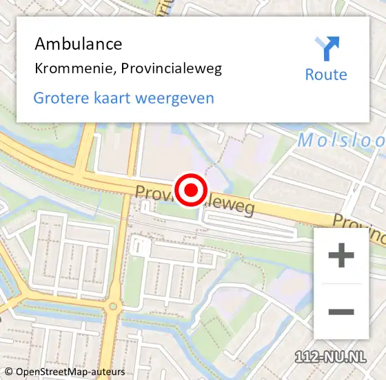 Locatie op kaart van de 112 melding: Ambulance Krommenie, N203 op 24 september 2018 13:02