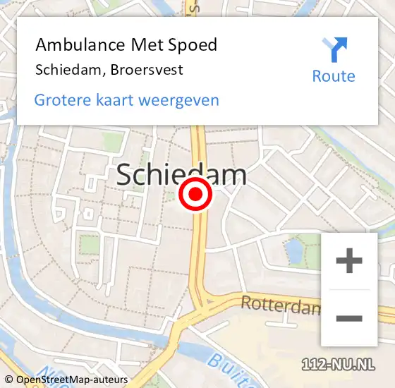 Locatie op kaart van de 112 melding: Ambulance Met Spoed Naar Schiedam, Broersvest op 24 september 2018 16:04