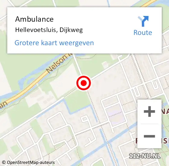 Locatie op kaart van de 112 melding: Ambulance Hellevoetsluis, Dijkweg op 24 september 2018 16:06