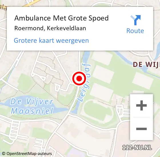 Locatie op kaart van de 112 melding: Ambulance Met Grote Spoed Naar Roermond, Kerkeveldlaan op 24 september 2018 16:07