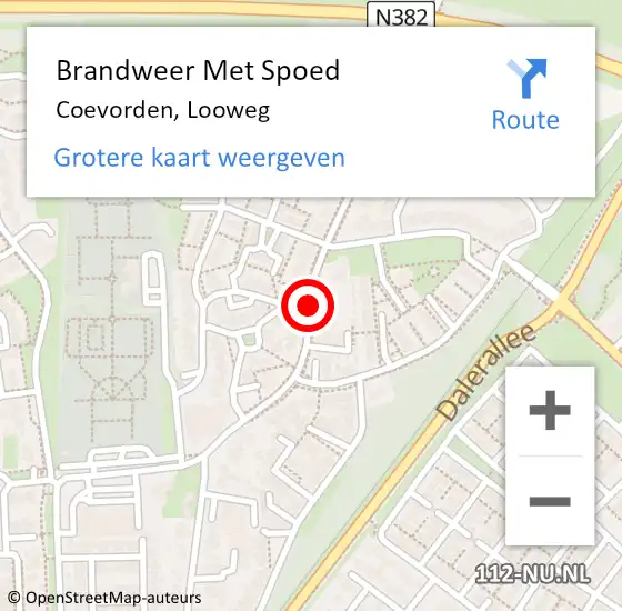 Locatie op kaart van de 112 melding: Brandweer Met Spoed Naar Coevorden, Looweg op 24 september 2018 19:52