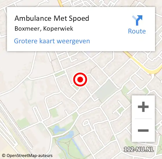 Locatie op kaart van de 112 melding: Ambulance Met Spoed Naar Boxmeer, Koperwiek op 24 september 2018 21:24