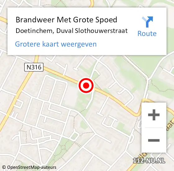 Locatie op kaart van de 112 melding: Brandweer Met Grote Spoed Naar Doetinchem, Duval Slothouwerstraat op 24 september 2018 21:36