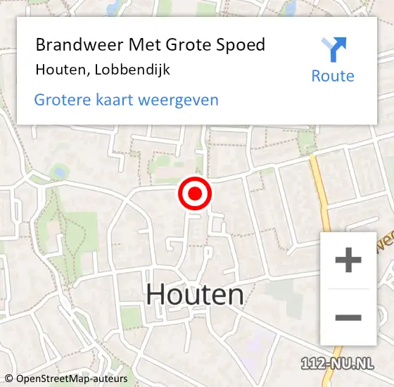 Locatie op kaart van de 112 melding: Brandweer Met Grote Spoed Naar Houten, Lobbendijk op 25 september 2018 08:28
