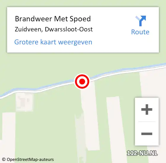 Locatie op kaart van de 112 melding: Brandweer Met Spoed Naar Zuidveen, Dwarssloot-Oost op 25 september 2018 09:13