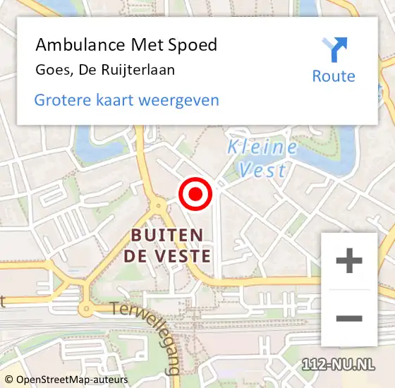 Locatie op kaart van de 112 melding: Ambulance Met Spoed Naar Goes, De Ruijterlaan op 25 september 2018 13:44