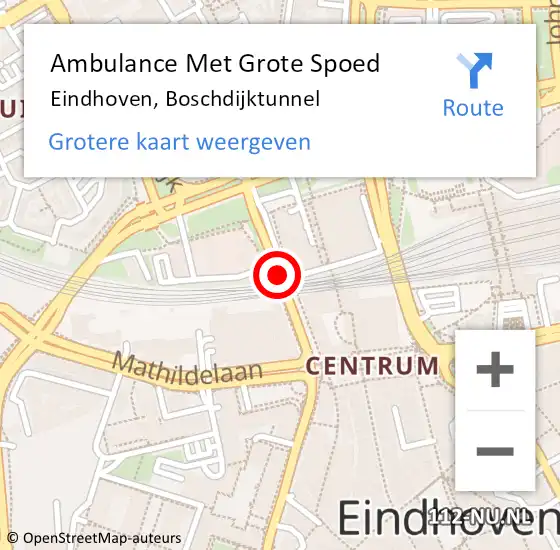 Locatie op kaart van de 112 melding: Ambulance Met Grote Spoed Naar Eindhoven, Boschdijktunnel op 25 september 2018 14:55