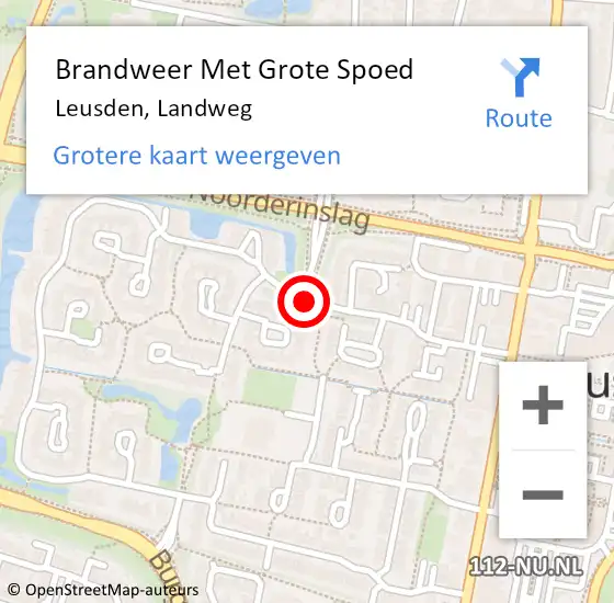 Locatie op kaart van de 112 melding: Brandweer Met Grote Spoed Naar Leusden, Landweg op 25 september 2018 15:46