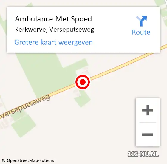 Locatie op kaart van de 112 melding: Ambulance Met Spoed Naar Kerkwerve, Verseputseweg op 25 september 2018 17:19